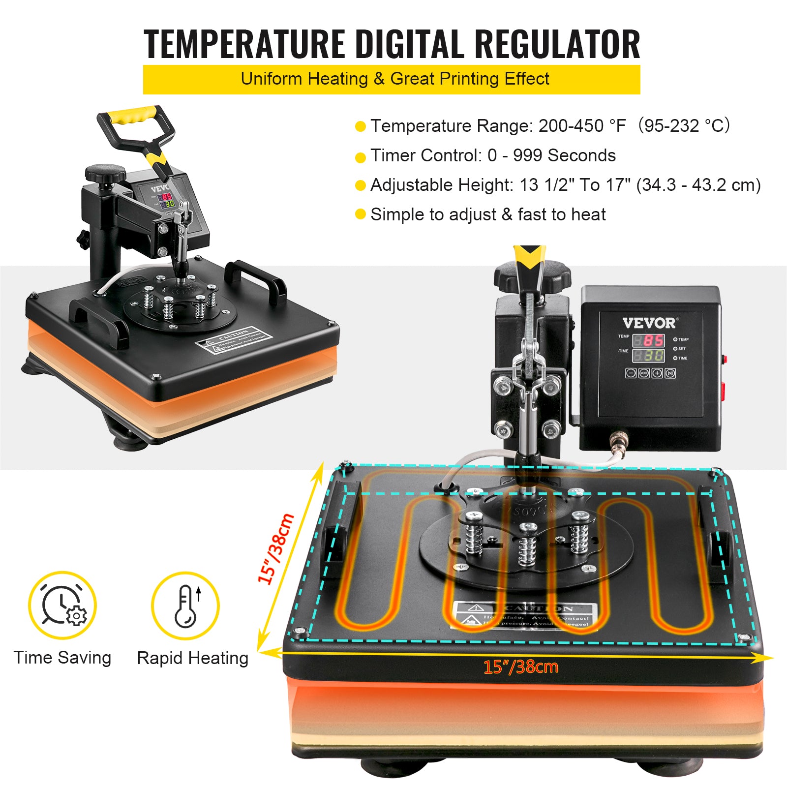 Heat Press Machine, 360° Swing Away, Accurate Temperature Control