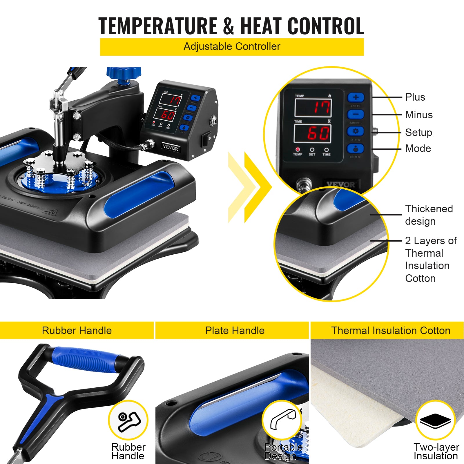 Heat Press Machine, Digital Display, 360° Swing Away Design