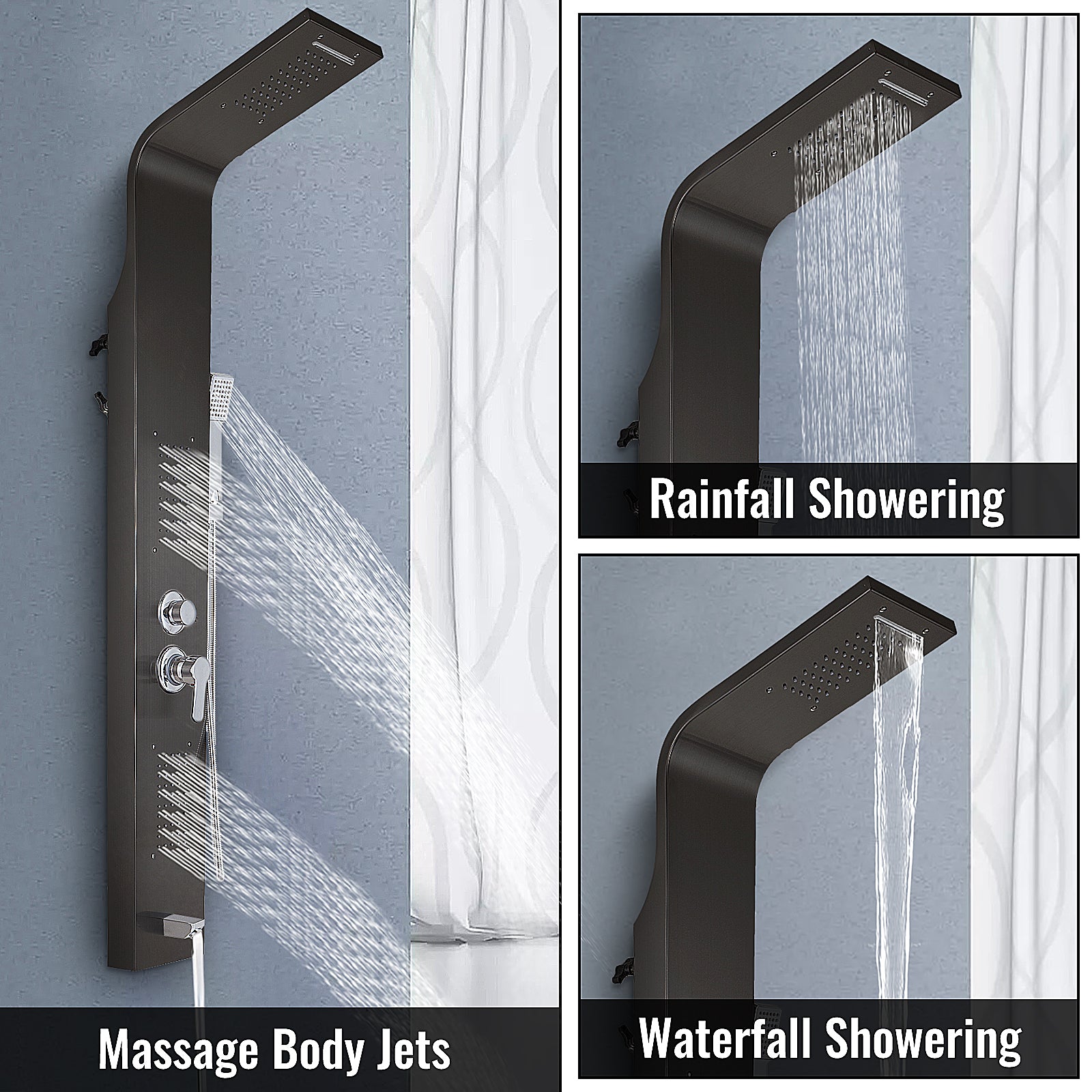 Robinet de duș, funcționalitate 5 în 1, caracteristici de ploaie și cascadă