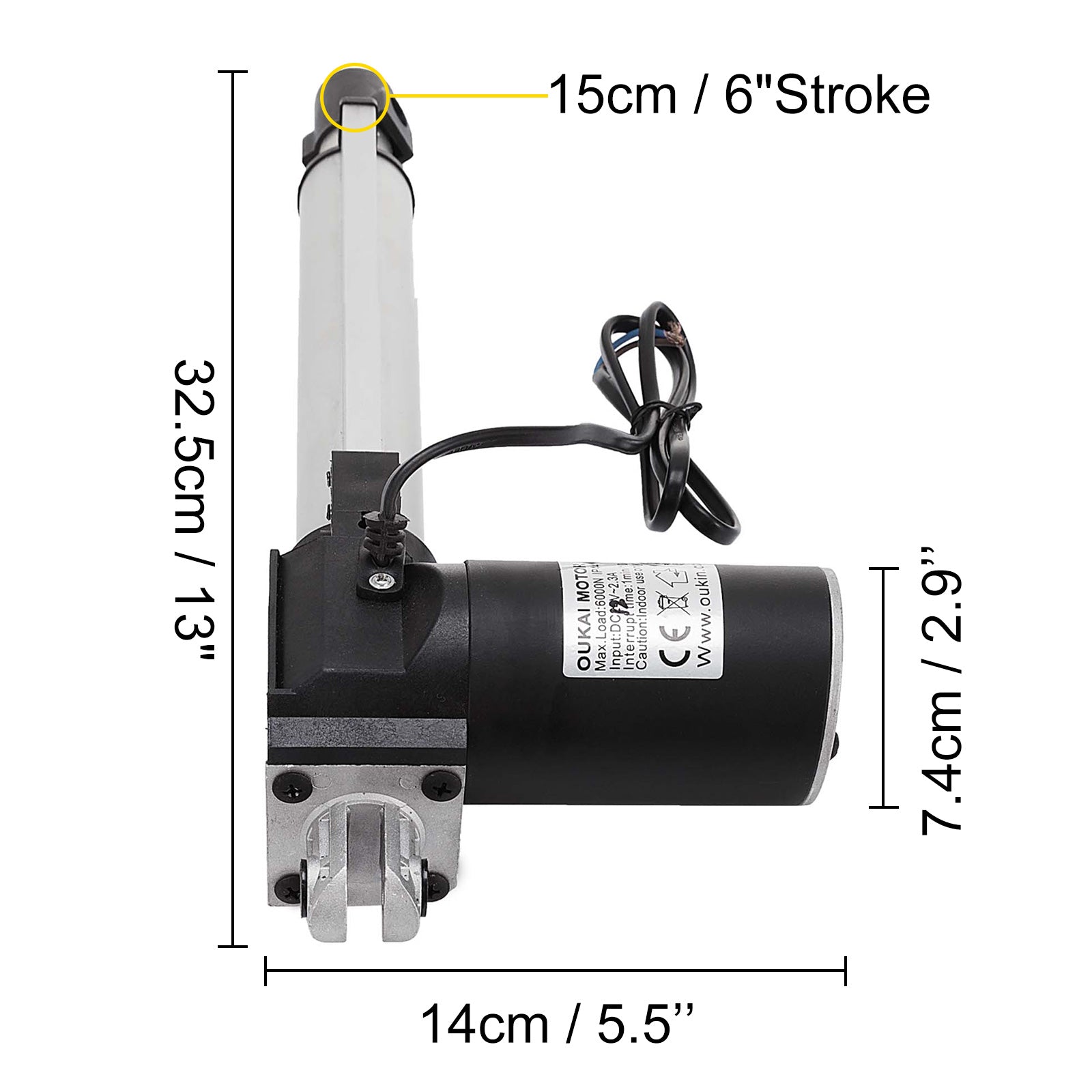 Linear Actuator, 6 Stroke, 5mm/s Speed