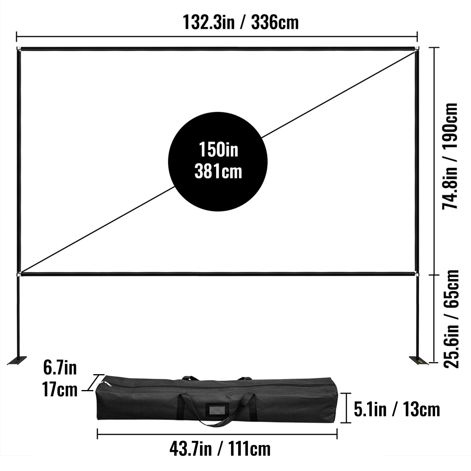 Projector Screen, 16:9 4K HD Wide Angle, Portable & Durable