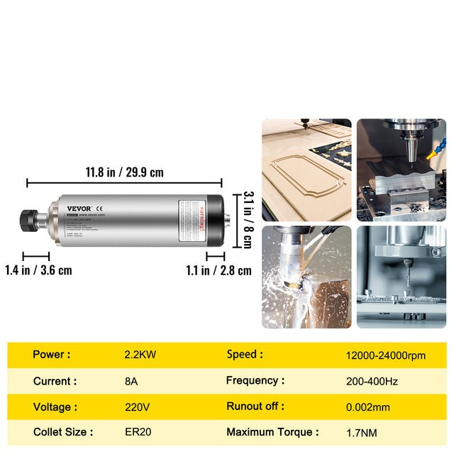 Spindelmotor VFD Inverter, 220V Ingång & Utgång, CNC Gravering