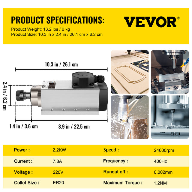 Spindelmotor VFD omvormer, 220V ingang & uitgang, CNC graveren