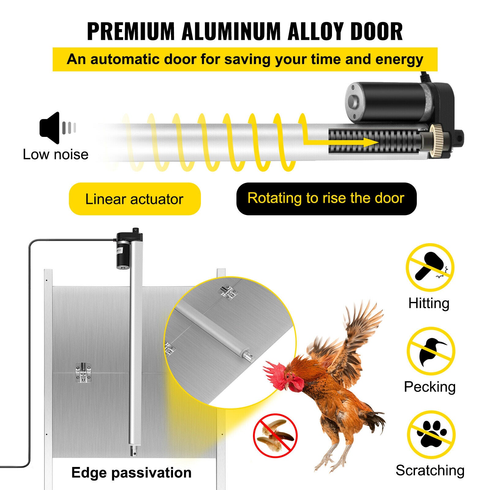 Automatic Chicken Coop Door, Durable, Easy Installation, Timer & Light Sensor Control