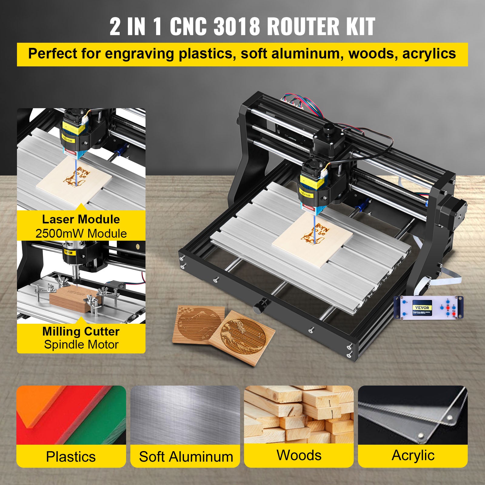 CNC-fräsgravör, lasermodul, USB-port