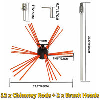 Kit de curățare a coșului de fum, cap de perie din nailon, tijă flexibilă