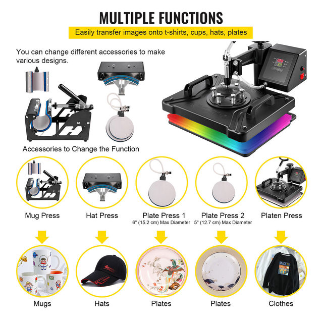 Heat Press Machine, Multi-Functional Heat Transfer, Two-Layer Insulation Technology