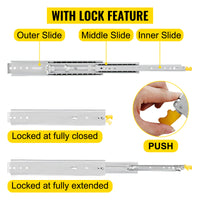 Drawer Slides with Lock, 500 lbs Bearing Capacity, Dual Lock