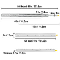 Drawer Slides with Lock, 500 lbs Bearing Capacity, Dual Lock