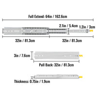 Drawer Slides with Lock, 500 lbs Bearing Capacity, Dual Lock