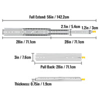 Drawer Slides with Lock, 500 lbs Bearing Capacity, Dual Lock