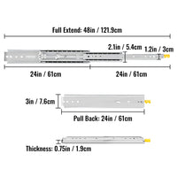 Drawer Slides with Lock, 500 lbs Bearing Capacity, Dual Lock