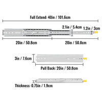 Drawer Slides with Lock, 500 lbs Bearing Capacity, Dual Lock