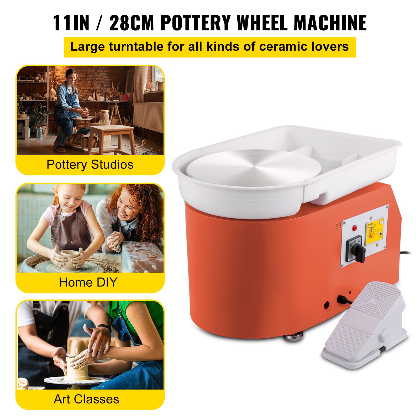 Pottery Wheel Machine, 28cm, Manual Handle & Foot Pedal