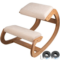 Ergonomic Kneeling Chair, Natural Birch Wood, 220lbs Load Capacity