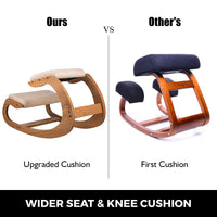 Ergonomic Kneeling Chair, Natural Birch Wood, 220lbs Load Capacity