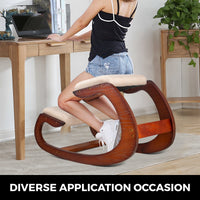 Ergonomic Kneeling Chair - Natural Birch Wood, 100 kg Load Capacity,