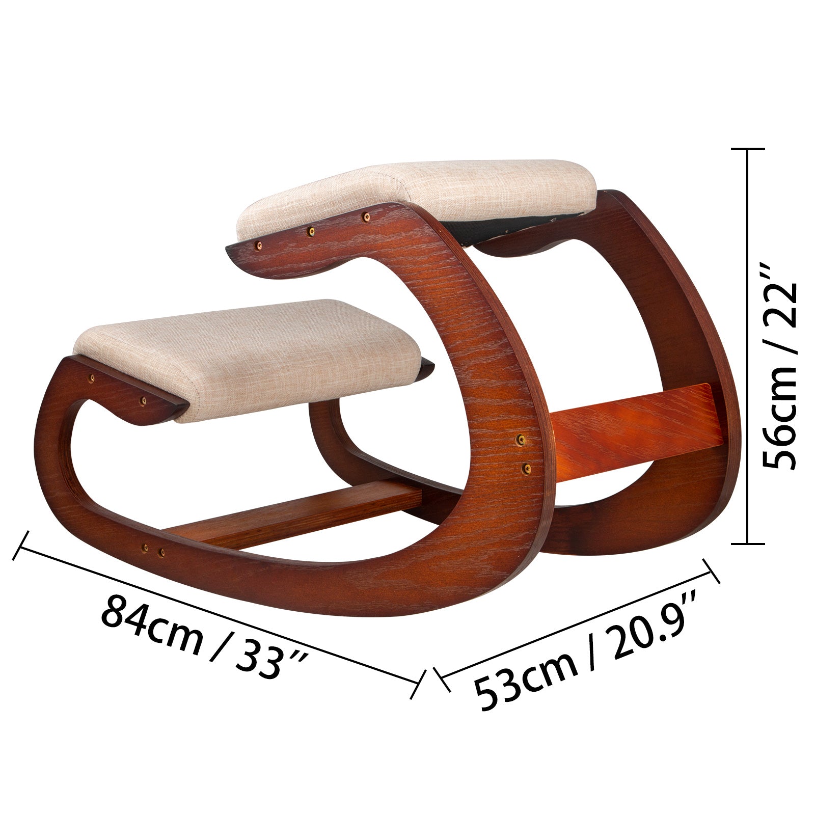 Ergonomic Kneeling Chair - Natural Birch Wood, 100 kg Load Capacity,