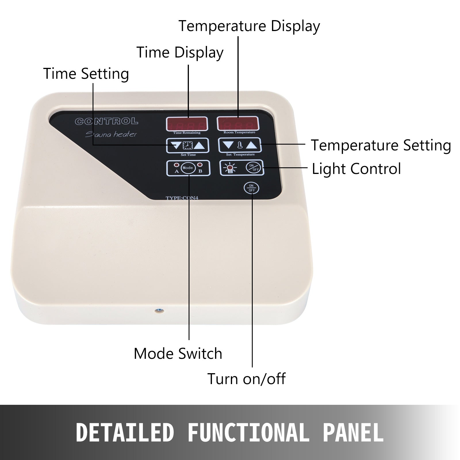 Controler digital pentru saună, setări pentru timp și temperatură, montat pe perete.