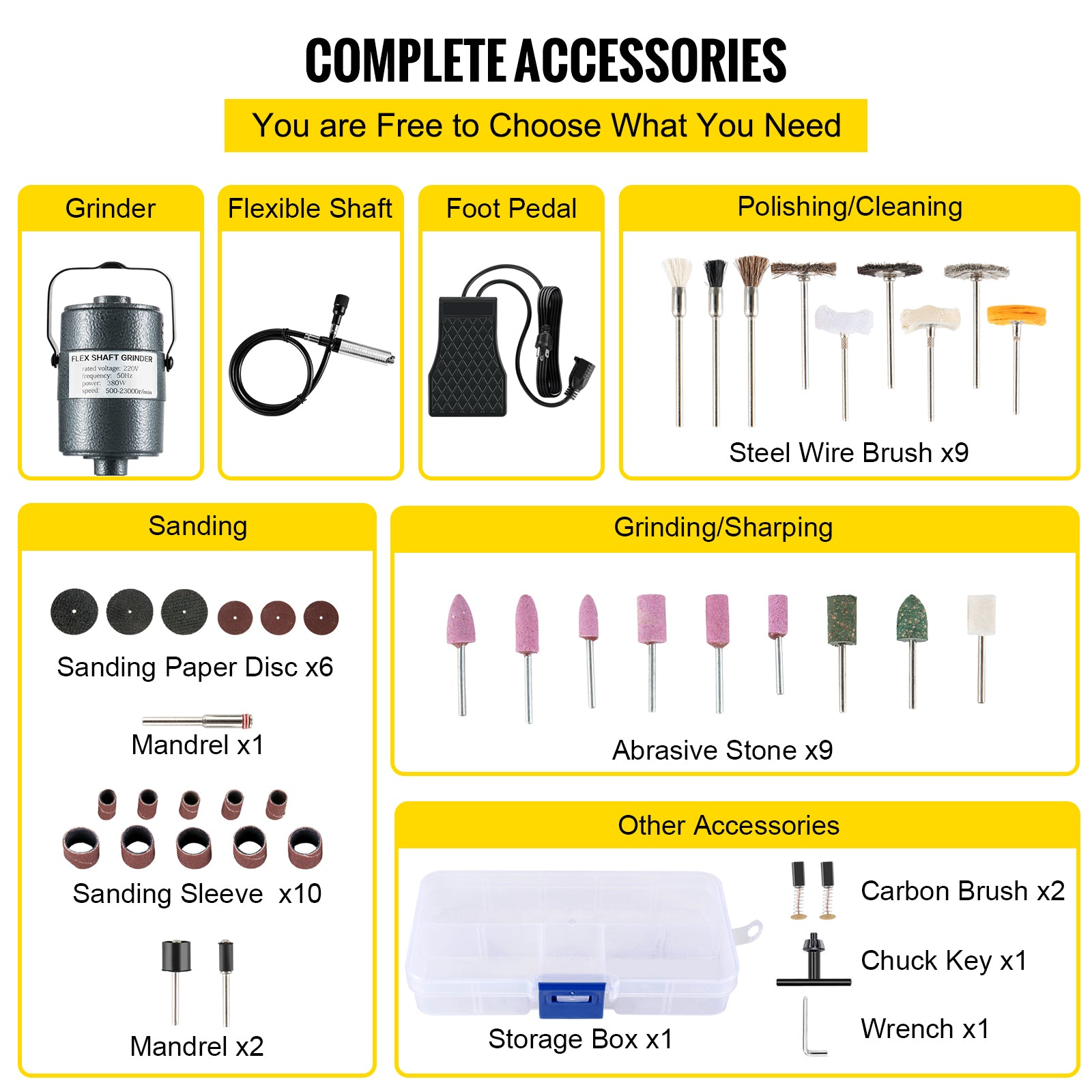 Flexshaft Grinder Kit, Metal, Wood & Stone Polishing