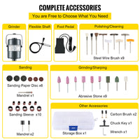 Flexshaft Grinder Kit, Metal, Træ & Sten Polering