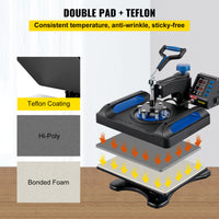 Heat Press Machine, Dual-Tube Heating, Adjustable Pressure