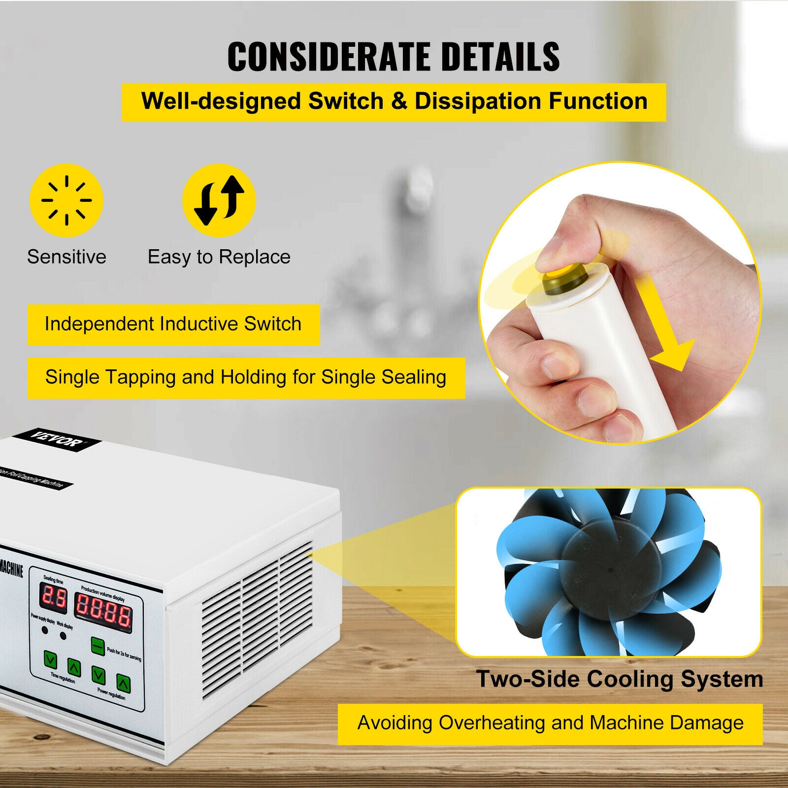 Sigilator de Inductie, Capacitate 20-100mm, Panou Inteligent cu Microcomputer