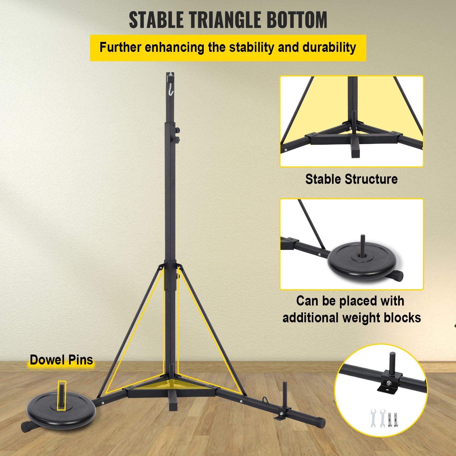 Punching Bag Stand, Adjustable Height, Foldable for Storage