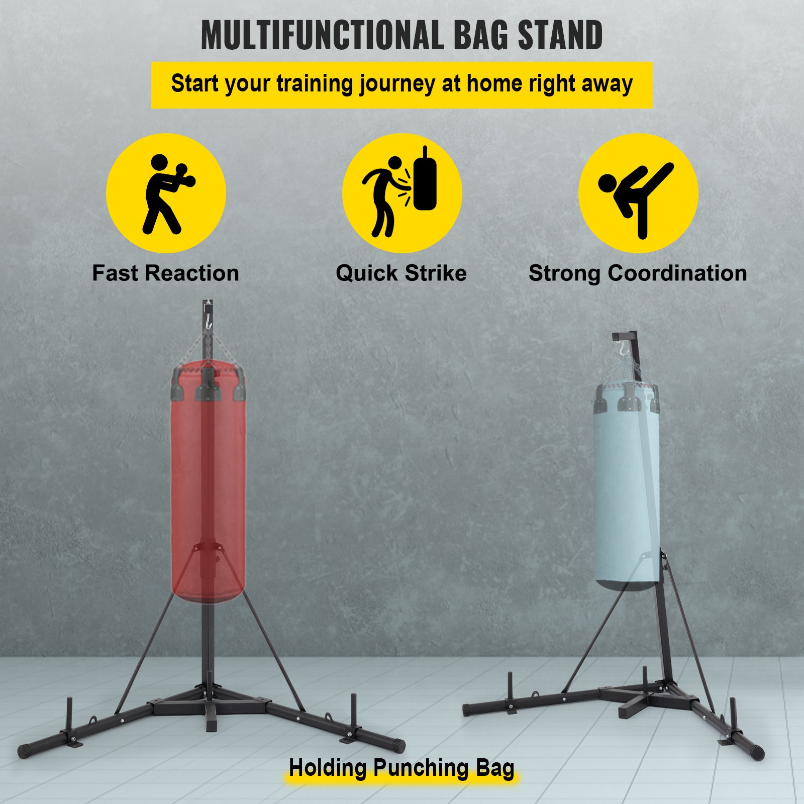 Punching Bag Stand, Adjustable Height, Foldable for Storage