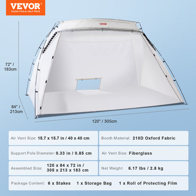 Portable Paint Booth Tent, Quick Assembly, Firm Construction