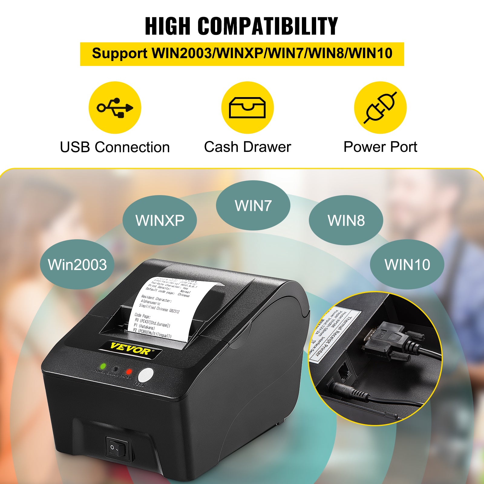 Thermal Receipt Printer, 58mm Label Printing, USB Connectivity
