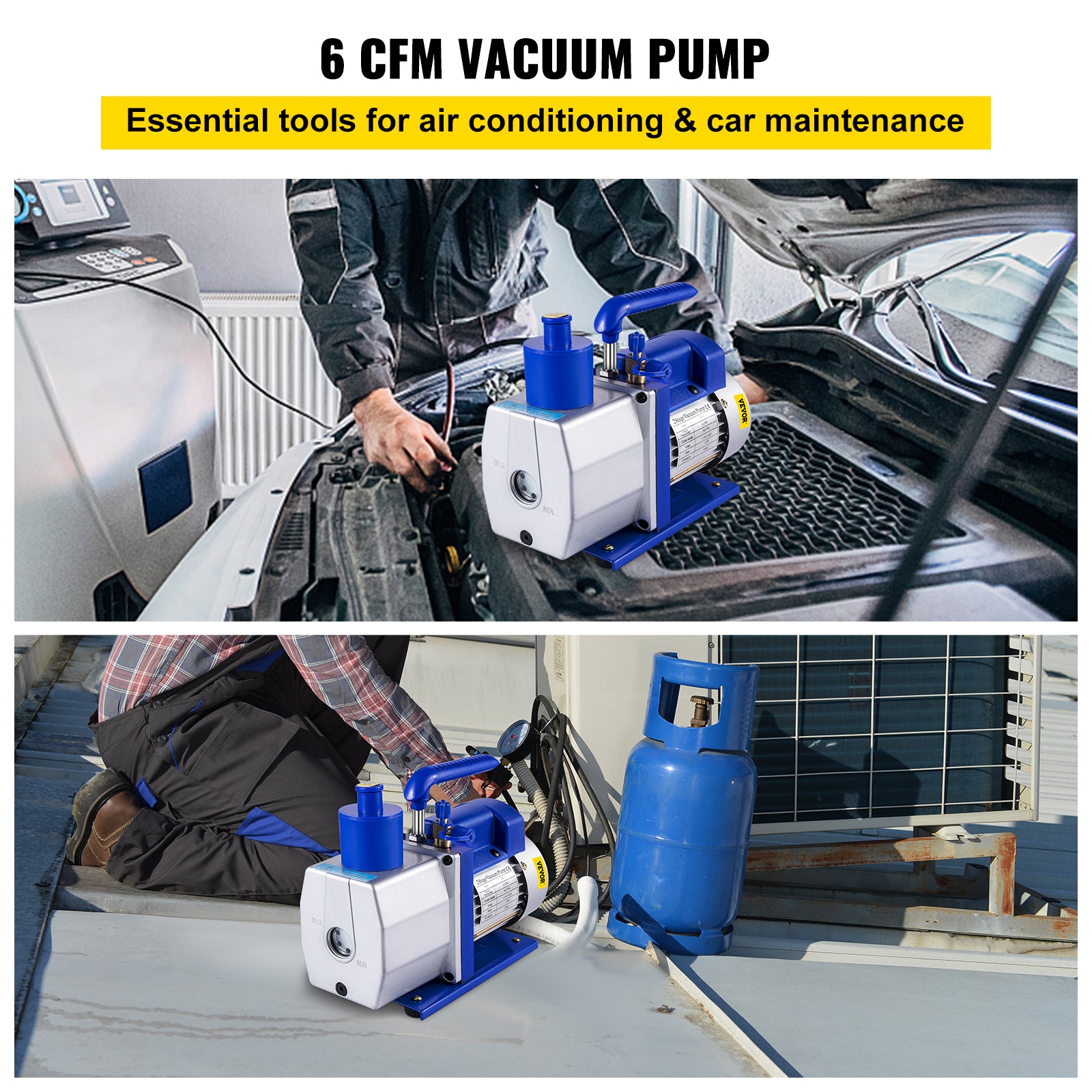 Kølemiddel Vakuum Pumpe, Dobbelt Trin, HVAC & Auto Reparation