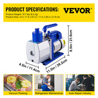 Refrigerant Vacuum Pump, Double Stage, HVAC & Auto Repair