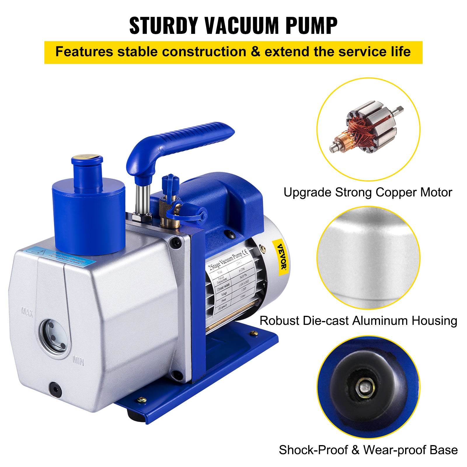 Refrigerant Vacuum Pump, Double Stage, HVAC & Auto Repair