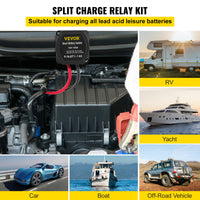 Split Charge Relais Kit, Spanningsgevoelig Relais, 12V