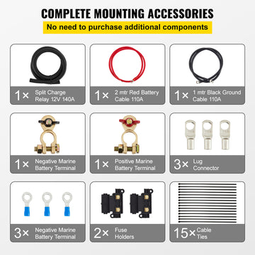 Split Charge Relay Kit, Voltage Sense Relay, 12V