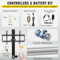 TV Lift Stand, Motorized Operation, Wireless Remote Control