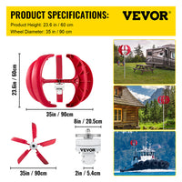 Verticale As Windturbine, 400W Vermogen, Lage Start Windsnelheid