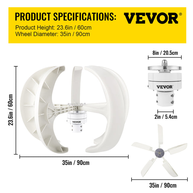 Vertikale Achsen-Windturbine, 400W Leistung, niedrige Startwindgeschwindigkeit