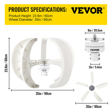 Verticale As Windturbine, 400W Vermogen, Lage Start Windsnelheid