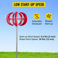 Vertical Axis Wind Turbine, 400W Power Output, Low Start Wind Speed