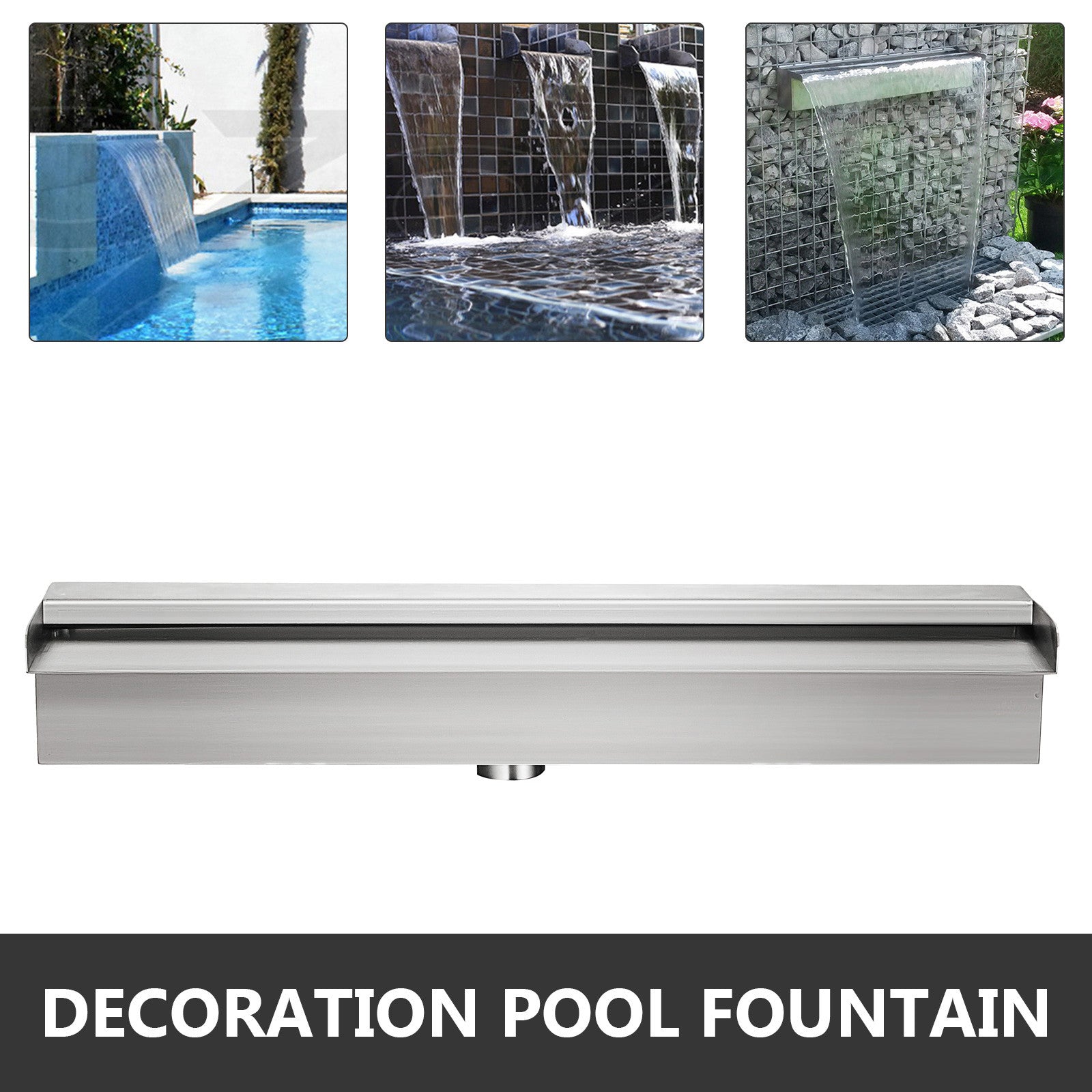 Pool Fountain, Stainless Steel, Waterfall Effect, Easy Installation