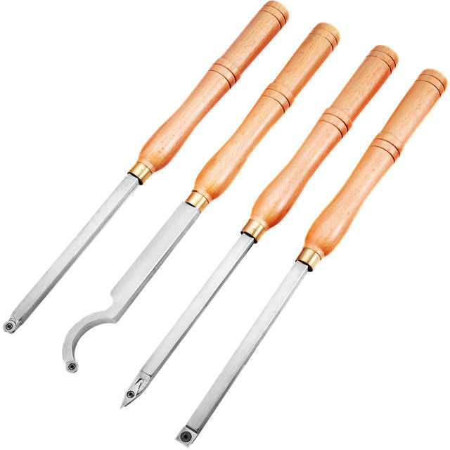 Wood Turning Chisel Set, High Speed Steel Blades, Aluminum Alloy & Beech Wood Grip