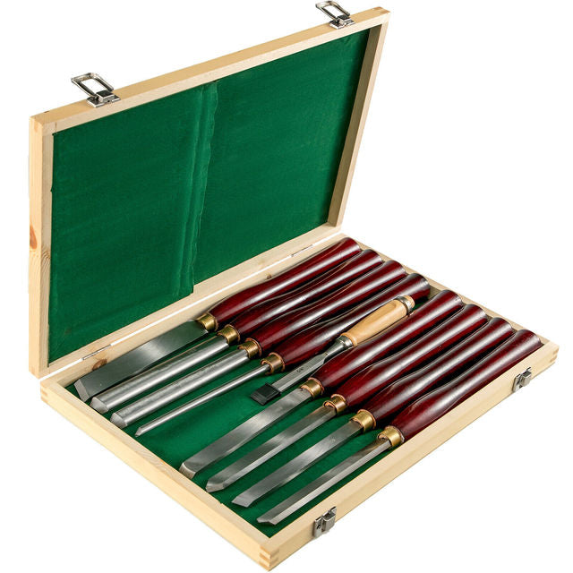 Wood Turning Chisel Set, High Speed Steel Blades, Aluminum Alloy & Beech Wood Grip