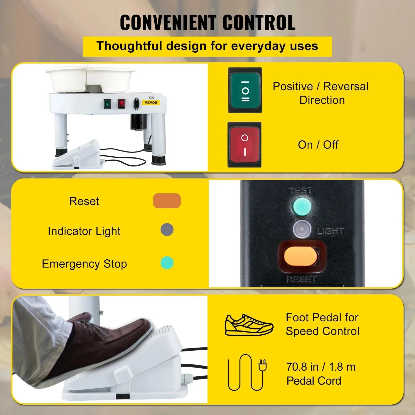 Electric Pottery Machine, DIY Ceramic Tool, Foot Pedal