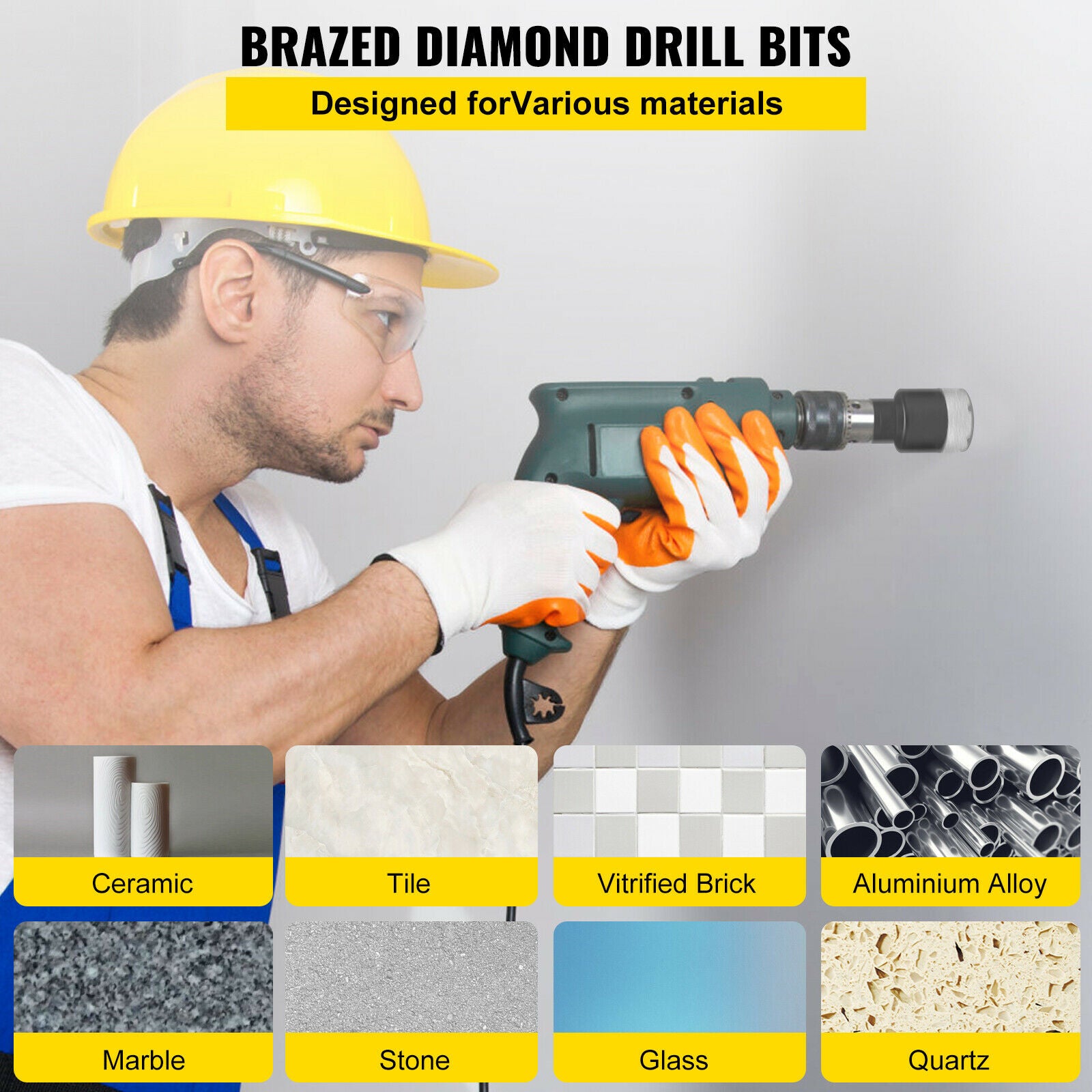 Diamond Drill Bits Set, High-Efficient Drilling, Vacuum Brazing Technology