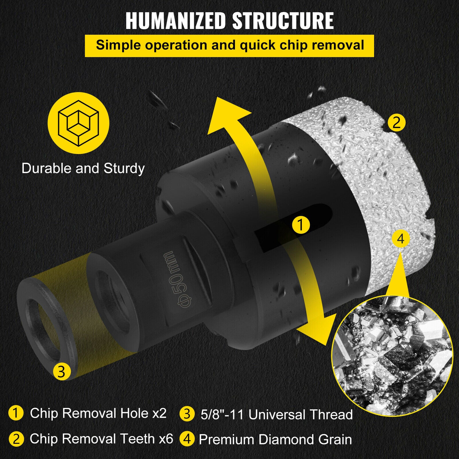 Diamond Drill Bits Set, High-Efficient Drilling, Vacuum Brazing Technology