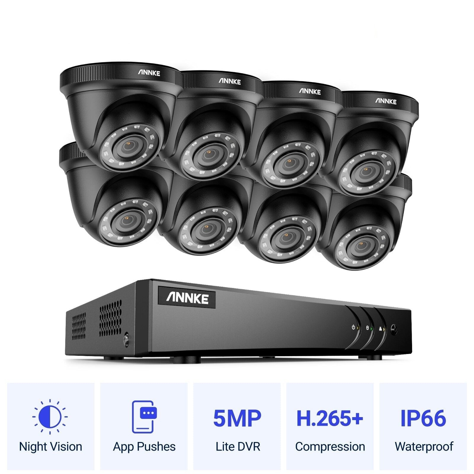 Camera de securitate, 8 camere, 5MP, detector de mișcare, HDD de 1TB